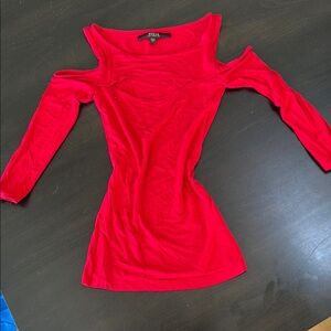 Guess Bold Red Cold-Shoulder Top